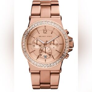 New Michael Kors Women's Dylan Rose Gold-Tone Chronograph Date Watch